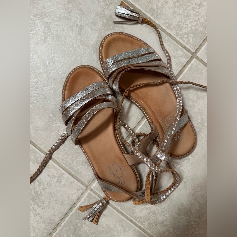 Silver lace up sandals